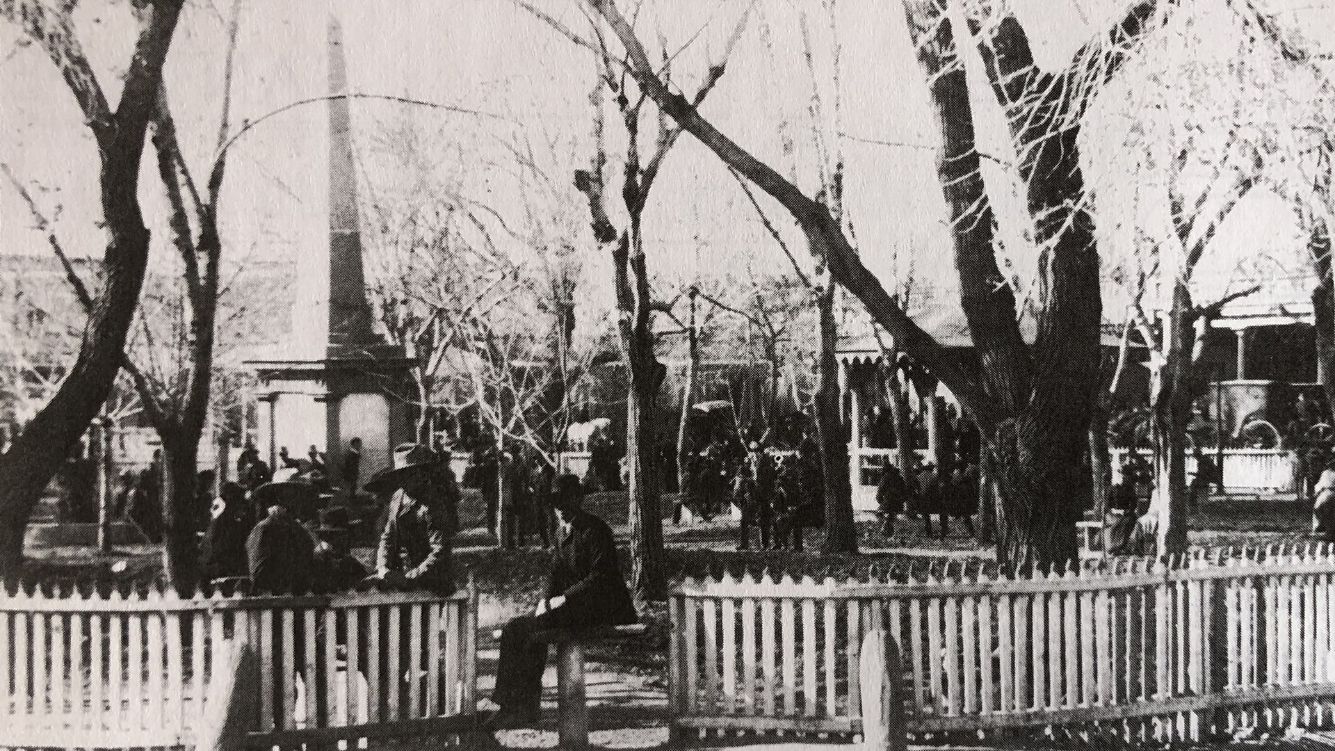 Santa Fe Plaza in 1885, photo by D.B. Chase